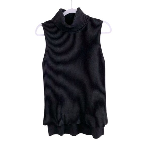 Melanie Lynn - Long Sleeveless Ribbed Black Turtleneck - S - Picture 4 of 8